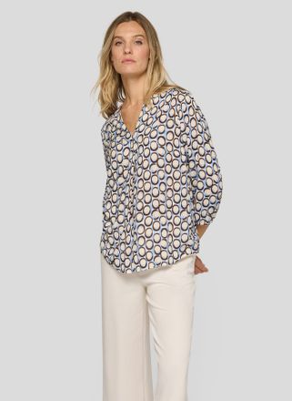 Rabe Druckbluse RABE, Damen, Gr. 36, schoko, Web, Obermaterial: 100% Viskose, bedruckt, l&auml;ssig geschnitten h&uuml;ftbedeckend, V-Ausschnitt, elastischer Bund, B