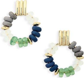 Nordstrom Rack Beaded Hoop Earrings in Blue- Green- Gold at Nordstrom Rack