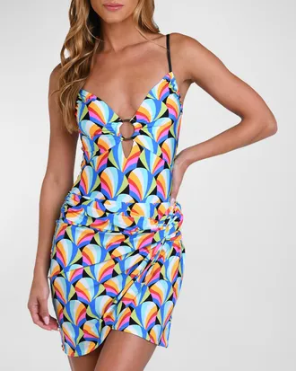 Sunshine 79 Hang Loose Faux Wrap Mini Skirt Coverup