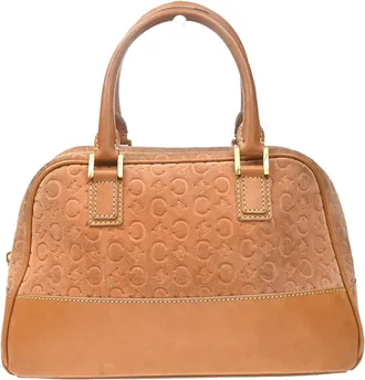 Celine C Macadam Suede Orange Suede Handbag (Pre-Owned)