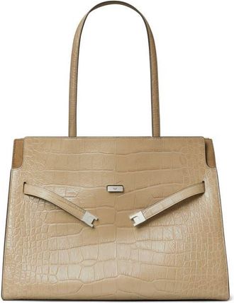Tory Burch Lee Radziwill Croc Embossed Leather Tote in Ginger Leaf at Nordstrom