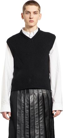 Ann Demeulemeester Reidar Vest in ribbed Wool and Satin
