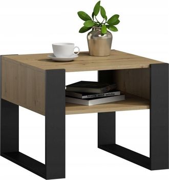 OEM Tavolino Quadrato Kaja 60x60 Rovere Artigianale/nero Per Soggiorno Tavolino Mk
