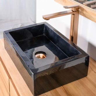 Wanda Collection Lavabo sobre encimera cuarto de ba&ntilde;o rect&aacute;ngulo 30 x 40 cm negro