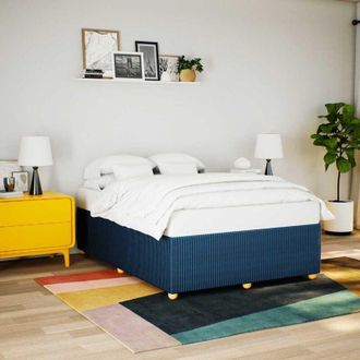 vidaXL Cama Sin Colch&oacute;n Tela Azul 160x200 Cm Vidaxl
