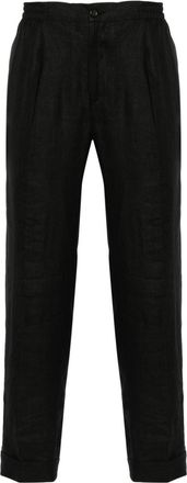 Kiton pressed-crease linen trousers - men - Linen/Flax - 56 - Black