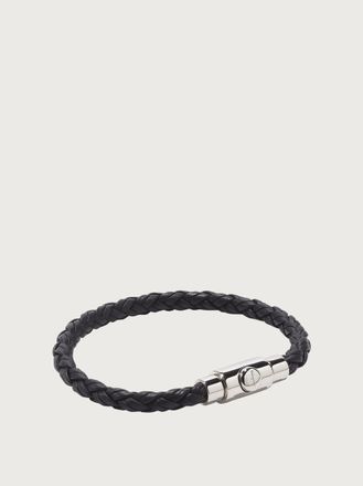 Ferragamo Men Braided leather bracelet - size 19 Black