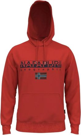 Napapijri Rode Katoenen Hoodie B-Ayas - Heren - Hoodies - Rood - M - Katoen - Hoodies & sweatvesten