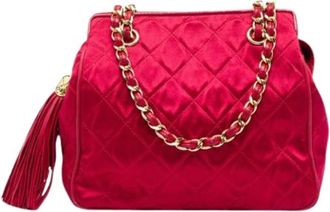 Chanel Pre-owned Quilted Satin Shoulder Bag - Dames - Vintage Schoudertas - Rood - ONE Size - Leer - Vintage