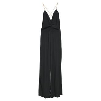 BA&SH Ba & Sh Chain Strap V-Neck Jumpsuit in Black Viscose