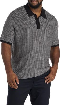 Perry Ellis Big & Tall Geometric Jacquard Polo Shirt in Black at Nordstrom, Size 2X Big