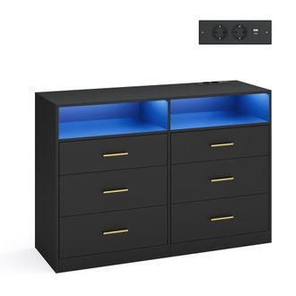 Vasagle C&oacute;moda de dormitorio y 6 cajones de color negro