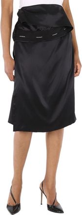 Burberry Ladies Black Silk Satin Foldover Skirt, Brand Size 12 (US Size 10)