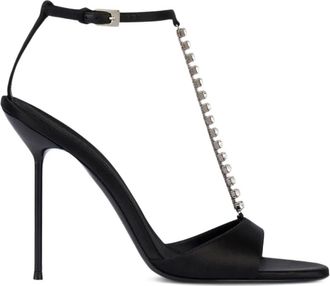 PARIS TEXAS 105 mm Lidia sandalen met kettinghak - Zwart