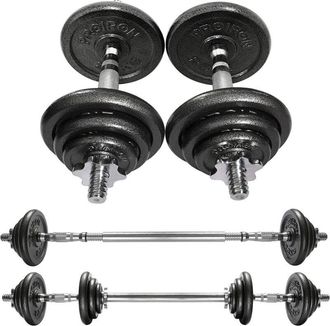 Trade Shop Trade Shop - Set Di Manubri Regolabili Dumbbell Bilanciere 30 Kg Tot Regolabile Body Building