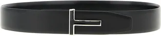 Tom Ford Mens Black Calfskin Regular Belt
