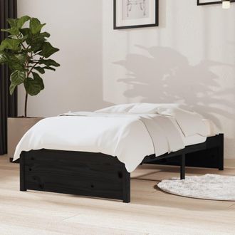 Berkfield Home Bed Frame Black Solid Wood 75x190 cm Small Single