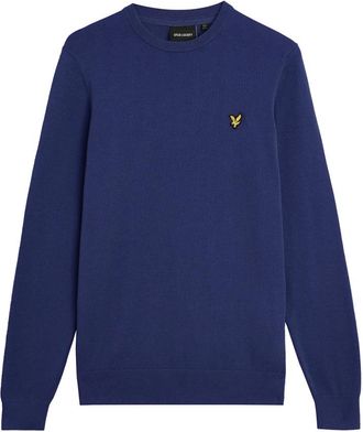 Lyle & Scott Mid Knits Katoenen Trui met Ronde Hals - Heren - Ronde hals truien - Blauw - S - Katoen - Truien & Vesten