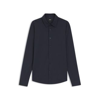 BOSS Slim-fit shirt in Italian performance-stretch seersucker