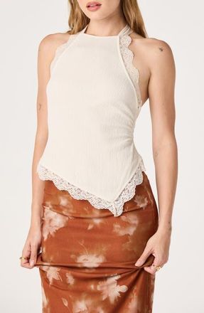 ASTR the Label Zoe Lace Halter Top in Cream at Nordstrom, Size X-Small