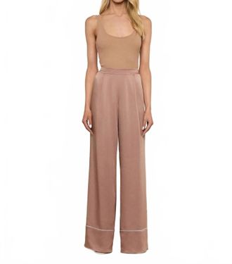 L'agence Womens Tavia Satin Trouser In Mocha Tan / Cool Blue