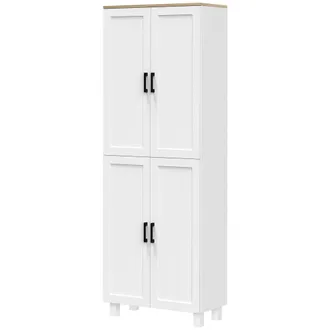 HOMCOM Mobile Dispensa Alto Con 5 Ripiani Regolabili Bianco E Color Legno - Homcom