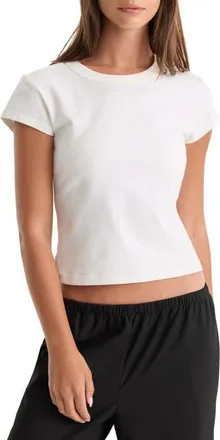 Good American The Cap Sleeve Tee in White001 at Nordstrom, Size X-Large