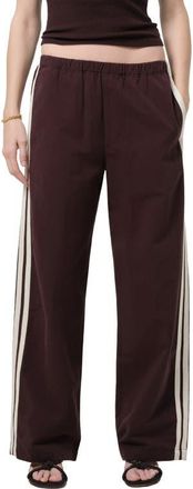 Citizens Of Humanity Aurora Side Stripe Cotton & Linen Track Pants in Chocolate Brown at Nordstrom, Size X-Small