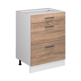 Vicco Mueble Bajo De Cocina R-line, Sonoma, 60 Cm Con Cajones, Sin Encimera