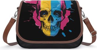 Generic Pansexual Flag Skul Crossbody Bags for Women Shoulder Messenger Bag Purse Handbags