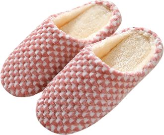 Generic Momolaa Size 8.5 Womens Slippers Fuzzy Comfy Faux Shearling Memory Foam Lightweight for Indoor Bedroom Ladies Warm Slip on House Shoes Pink Footwear G