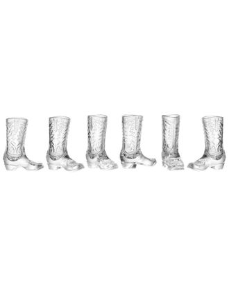Godinger Set Of 6 Whiskey & Rye Cowboy Boot Shot Glasses