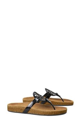 Tory Burch Miller Cloud Thong Sandal in Perfect Black /Natural at Nordstrom, Size 5