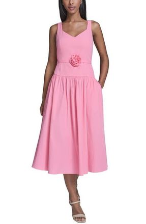 Karl Lagerfeld Poplin Midi Sundress in Pink Sherbet at Nordstrom, Size 4