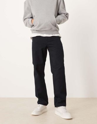 Arket Pantaloni dritti in twill blu navy