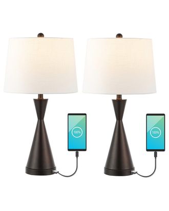 Jonathan Y Designs Jonathan Y Colton 26In Set Of 2 French Country Farmhouse Iron Led Table Lamp With Usb Charging Port