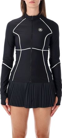 Amiri Pleated Active Zip Black Pleated-Hem Top