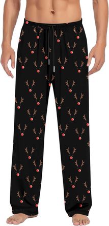Generic Mens Pyjama Bottoms Men Christmas Pajama Pants Christmas Theme Breathable Flannel Pyjama Trousers Xmas PJ Pants Mens Xmas Bottoms Elastic Waist Trouse