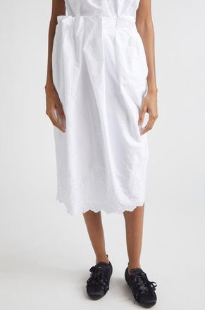 Simone Rocha Pleated Waist Poplin Pencil Skirt in White at Nordstrom, Size 2 Us