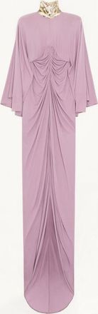 Valentino Abito Lungo In Jersey Crepe Ricamato Donna LILLA 38