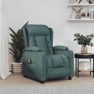 vidaXL Poltrona Massaggiante Verde Scuro in Tessuto vidaXL