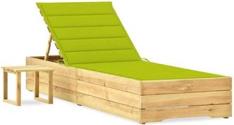 vidaXL Lettino da Giardino con Tavolino Cuscino Legno Pino Impregnato - Vidaxl