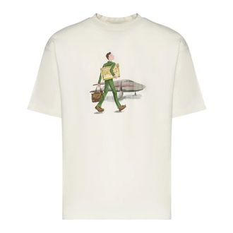 Dr&ocirc;le de Monsieur Printed Crew-Neck T-Shirt - male - Drole de Monsieur - T-Shirts - White - XL - Tops