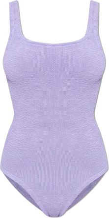 Hunza G Badmode, Dames, Paars, ONE Size, Coverage Vierkante Hals Badpak