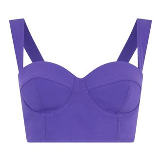 Moschino Tops, Dames, Paars, S, Croptop met sweetheart halslijn