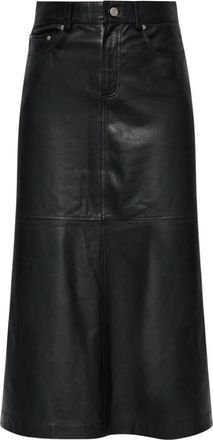 By Malene Birger Solene Leren Rok - Dames - Leren & Su&egrave;de rokken - Zwart - L - Leer - Rokken