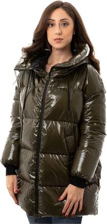Herno Groene Gewatteerde Hoodie Jas - Dames - Winterjassen - Groen - M - Jassen
