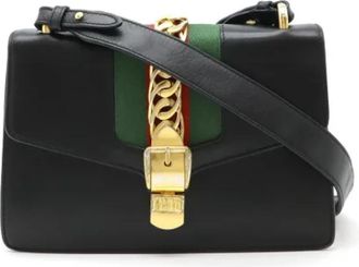 Gucci Tweedehands leren handtassen - Dames - Vintage Schoudertas - Zwart - ONE Size - Leer - Vintage