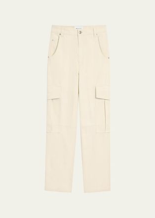 Ami Mens Cotton Canvas Straight-Leg Cargo Pants