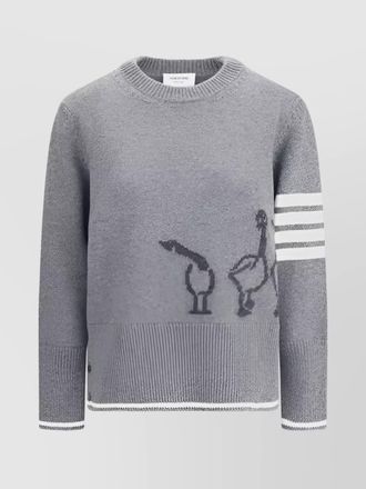 Thom Browne geese graphic wool sweater with asymmetric hem